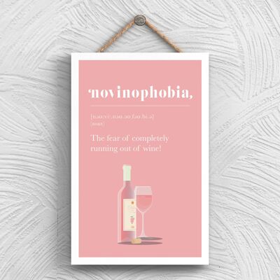 P1335 - Phobia Of Running Out Of Rose Wine Comical Wooden Hanging Alcohol Theme Plaque