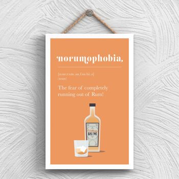 P1336 - Phobia Of Running Out Of Rum Comique Plaque en bois à suspendre sur le thème de l'alcool 1