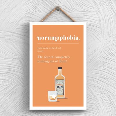 P1336 - Phobia Of Running Out Of Rum Comical Wooden Hanging Alcohol Theme Plaque