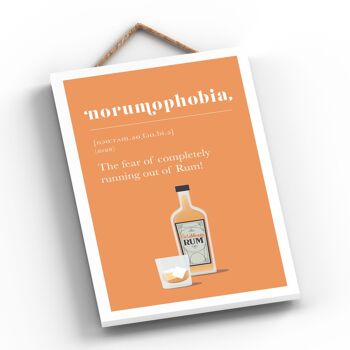 P1336 - Phobia Of Running Out Of Rum Comique Plaque en bois à suspendre sur le thème de l'alcool 2