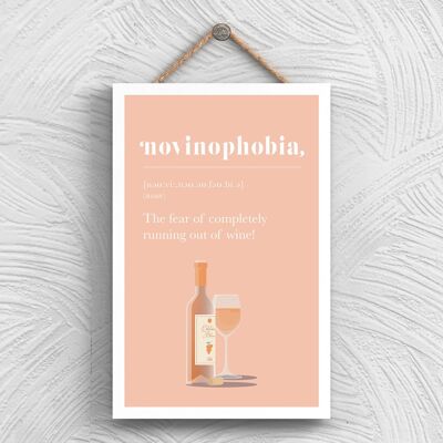 P1339 - Fobia A Quedarse Sin Vino Blanco Cómico Placa Colgante De Madera Con Tema De Alcohol