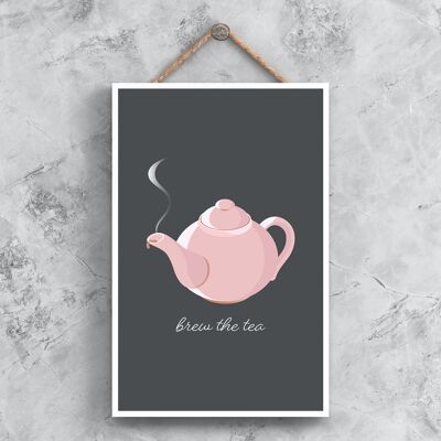 P1340 - Brew The Tea Kitchen Decorative Hanging Plaque Sign