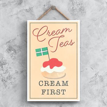 P1344 - Cream Teas Cream First Devon Kitchen Plaque décorative à suspendre 1