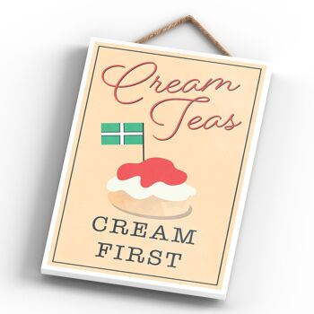 P1344 - Cream Teas Cream First Devon Kitchen Plaque décorative à suspendre 3