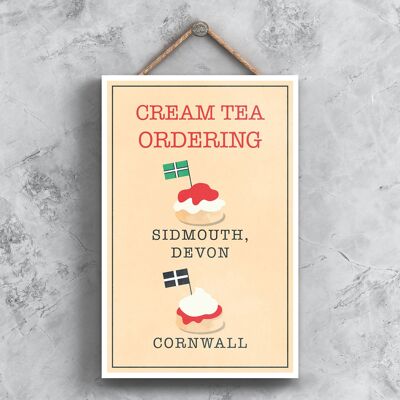 P1346_SIDMOUTH - Placa decorativa para colgar en la cocina de Sidmouth o Cornwall para pedidos de té crema
