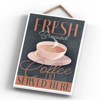 P1350 - Fresh Brewed Coffee Serve Here Plaque décorative à suspendre pour cuisine 4