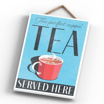 P1361 - The Perfect Cuppa Tea Served Here Plaque décorative à suspendre pour cuisine bleue 4