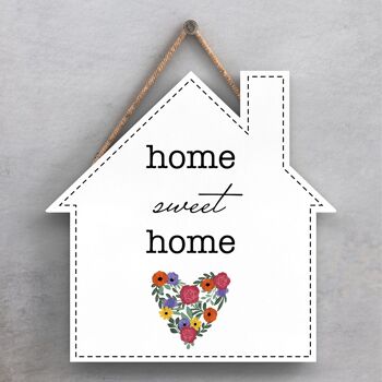 P1385 - Plaque à suspendre en bois sur le thème de la prairie printanière Home Sweet Home 1