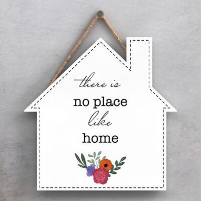 P1391 - There Is No Place Like Home Spring Meadow Theme Wooden Hanging Plaque