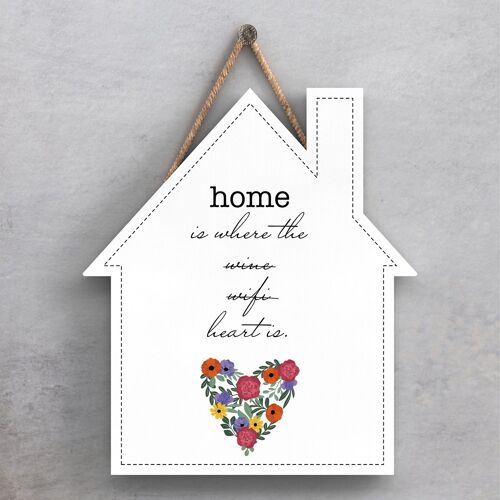 P1394 - Home Is Where The Heart Is Spring Meadow Theme Wooden Hanging Plaque