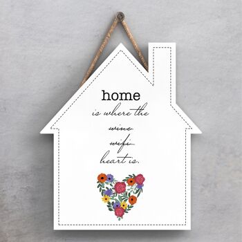 P1394 - Home Is Where The Heart Is Spring Meadow Plaque à suspendre en bois 1