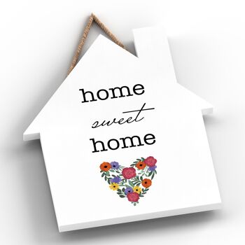 P1395 - Plaque à suspendre en bois sur le thème de la prairie printanière Home Sweet Home 2