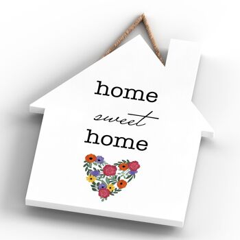P1395 - Plaque à suspendre en bois sur le thème de la prairie printanière Home Sweet Home 4