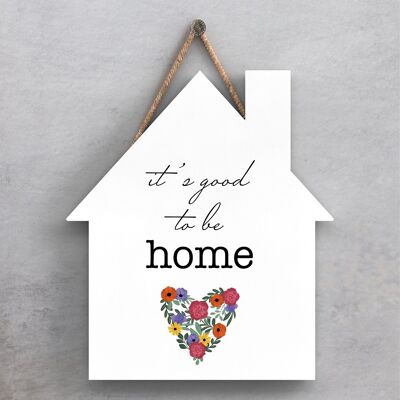 P1396 - Plaque à suspendre en bois sur le thème de la prairie printanière "It Good To Be Home"