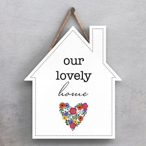 P1400 - Our Lovely Home Spring Meadow Theme Wooden Hanging Plaque