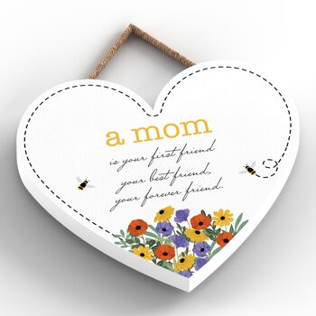 P1406 - A Mom Is Your Forever Friend Spring Meadow Plaque à suspendre en bois 2