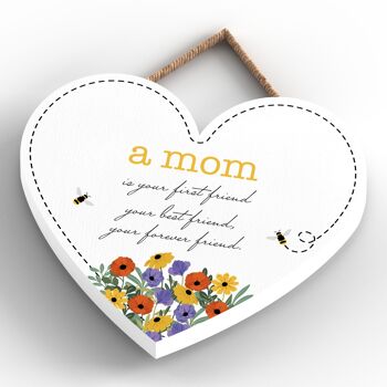 P1406 - A Mom Is Your Forever Friend Spring Meadow Plaque à suspendre en bois 4