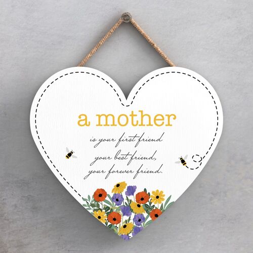 P1407 - A Mother Is Your Forever Friend Spring Meadow Theme Wooden Hanging Plaque