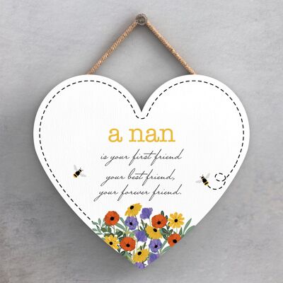 P1409 - A Nan Is Your Forever Friend Spring Meadow Theme Wooden Hanging Plaque