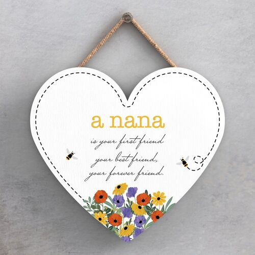 P1410 - A Nana Is Your Forever Friend Spring Meadow Theme Wooden Hanging Plaque