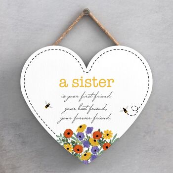 P1411 - A Sister Is Your Forever Friend Spring Meadow Plaque à suspendre en bois 1