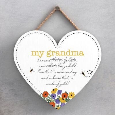 P1421 - My Grandma Spring Meadow Theme Wooden Hanging Plaque