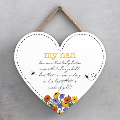 P1422 - My Nan Spring Meadow Theme Wooden Hanging Plaque