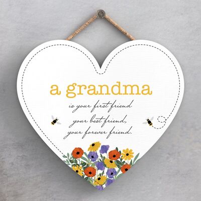 P1438 - Una abuela es tu amiga para siempre Placa colgante de madera con tema de pradera de primavera