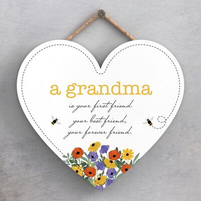 P1438 - A Grandma Is Your Forever Friend Spring Meadow Theme Wooden Hanging Plaque
