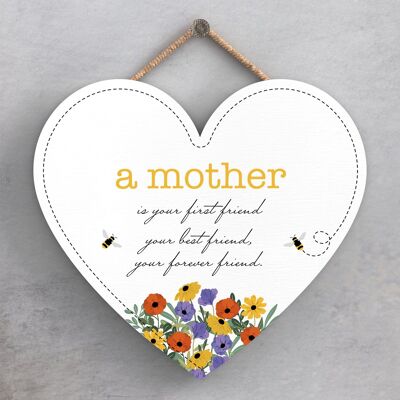 P1442 - A Mother Is Your Forever Friend Spring Meadow Theme Wooden Hanging Plaque