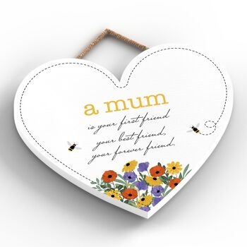 P1443 - A Mum Is Your Forever Friend Spring Meadow Plaque à suspendre en bois 2