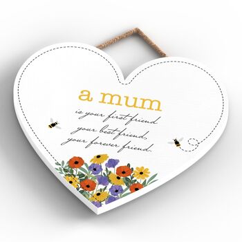 P1443 - A Mum Is Your Forever Friend Spring Meadow Plaque à suspendre en bois 4