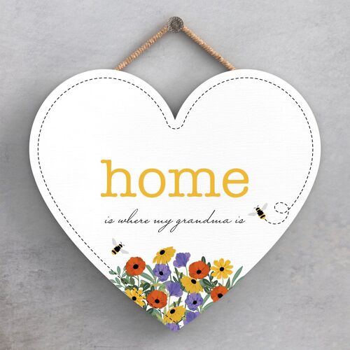 P1447 - Home Is Where My Grandma Is Spring Meadow Theme Wooden Hanging Plaque