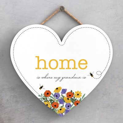 P1447 – Home Is Where My Grandma Is Spring Meadow Theme Holzschild zum Aufhängen