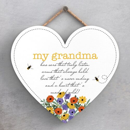 P1456 - My Grandma Spring Meadow Theme Wooden Hanging Plaque