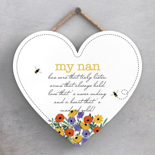P1457 - My Nan Spring Meadow Theme Wooden Hanging Plaque