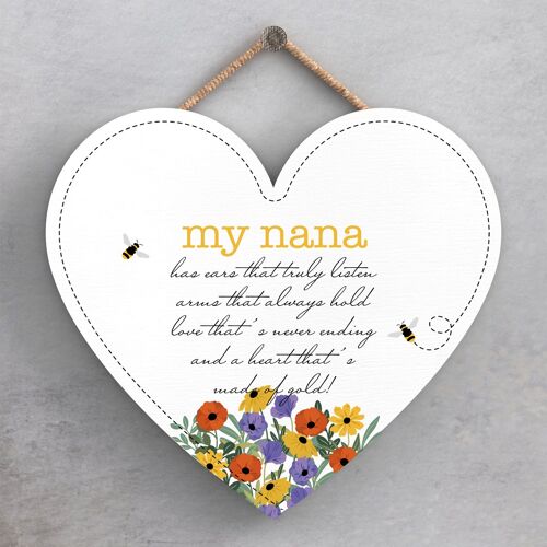 P1458 - My Nana Spring Meadow Theme Wooden Hanging Plaque