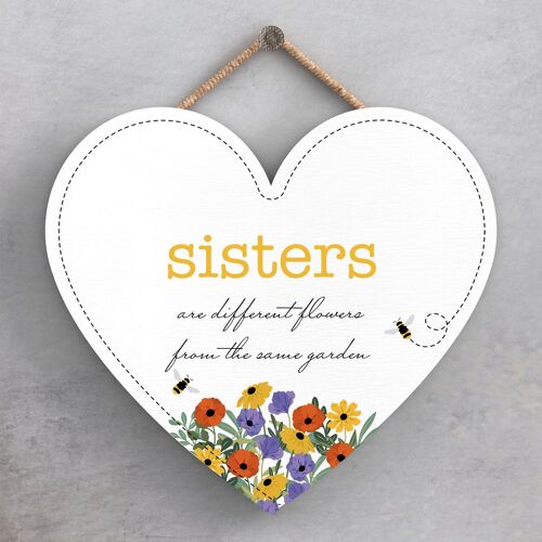 P1459 - Sisters Are Different Flowers From The Same Garden Spring Meadow Theme Wooden Hanging Plaque