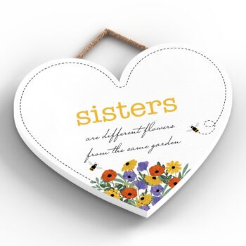 P1459 - Les sœurs sont des fleurs différentes du même jardin Spring Meadow Theme Plaque à suspendre en bois 2
