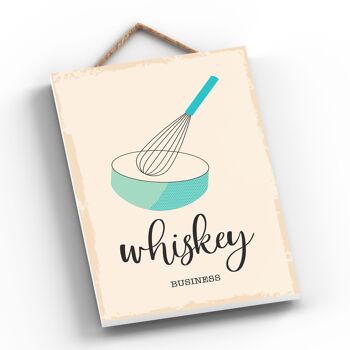 P1502 - Whisky Business Minimalistic Illustration Cuisine Thème Oeuvre Sur Une Plaque En Bois Suspendue 2