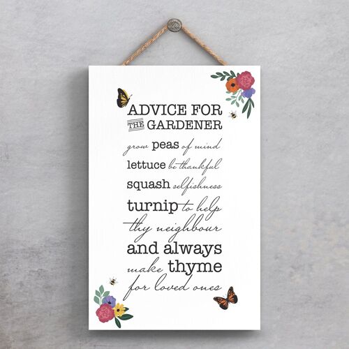 P1506 - Advice For The Gardener Spring Meadow Themed Wooden Hanging Plaque