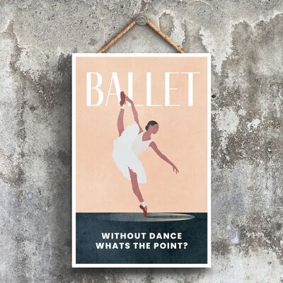 P1513 - Ilustración de ballet parte de nuestro tema deportivo impreso en una placa colgante de madera