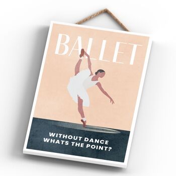 P1513 - Illustration de ballet faisant partie de notre thème sportif imprimée sur une plaque à suspendre en bois 3