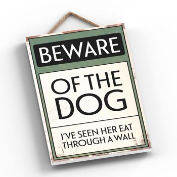 P1518 - Méfiez-vous du signe de typographie de chien imprimé sur une plaque suspendue en bois 2