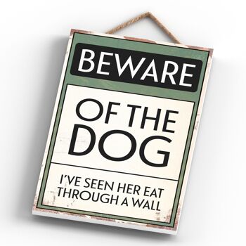 P1518 - Méfiez-vous du signe de typographie de chien imprimé sur une plaque suspendue en bois 4