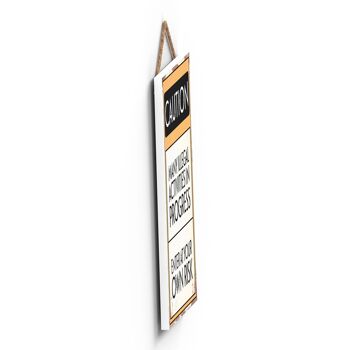 P1533 - Signe de typographie d'activités illégales d'avertissement imprimé sur une plaque suspendue en bois 3