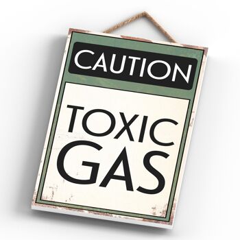 P1538 - Signe de typographie de gaz toxique d'avertissement imprimé sur une plaque suspendue en bois 4