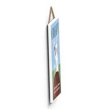 P1542 - Illustration de cricket faisant partie de notre thème sportif imprimée sur une plaque à suspendre en bois 3
