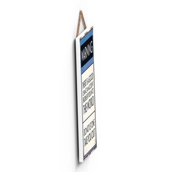 P1578 - Panneau de typographie d'avertissement d'accident imprimé sur une plaque à suspendre en bois 3