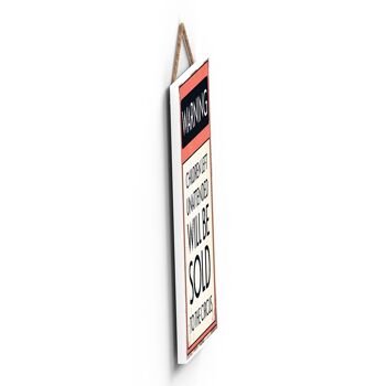 P1611 - Avertissement Les enfants sans surveillance seront vendus au signe de typographie du cirque imprimé sur une plaque suspendue en bois 3